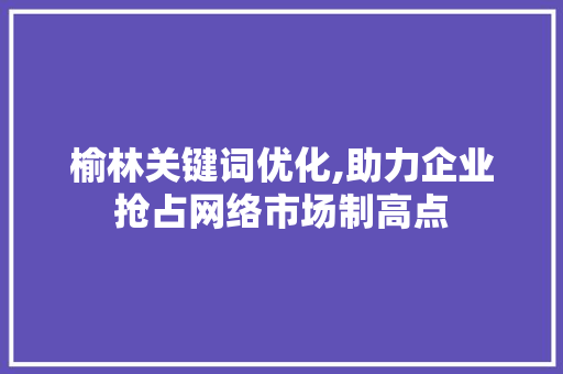 榆林关键词优化,助力企业抢占网络市场制高点