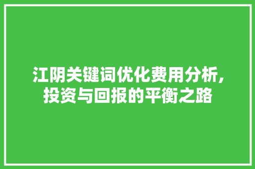 江阴关键词优化费用分析,投资与回报的平衡之路