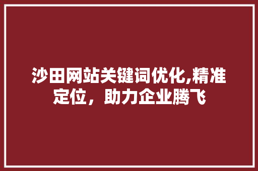 沙田网站关键词优化,精准定位，助力企业腾飞