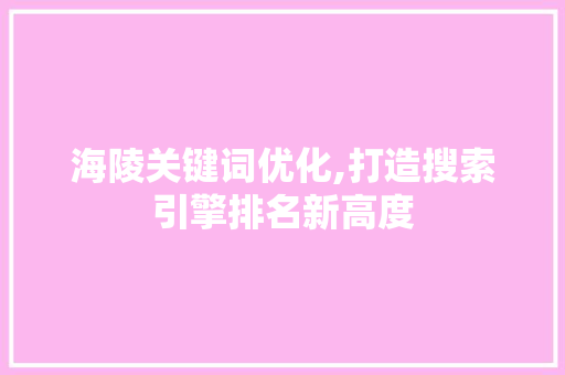 海陵关键词优化,打造搜索引擎排名新高度