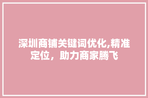 深圳商铺关键词优化,精准定位，助力商家腾飞
