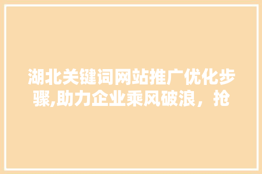 湖北关键词网站推广优化步骤,助力企业乘风破浪，抢占市场先机