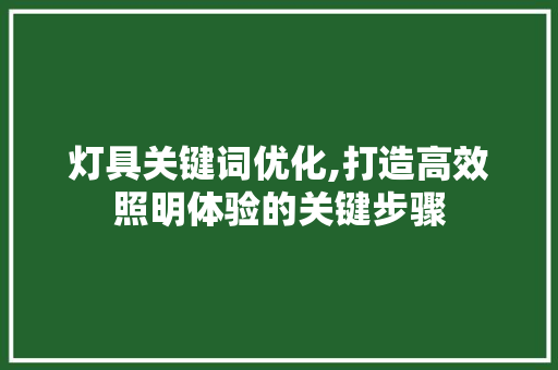 灯具关键词优化,打造高效照明体验的关键步骤