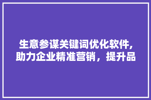 生意参谋关键词优化软件,助力企业精准营销，提升品牌影响力