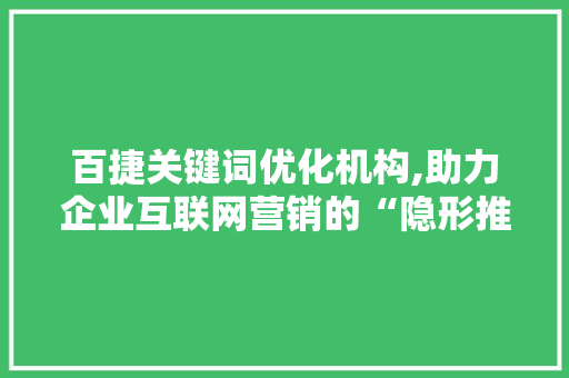 百捷关键词优化机构,助力企业互联网营销的“隐形推手”