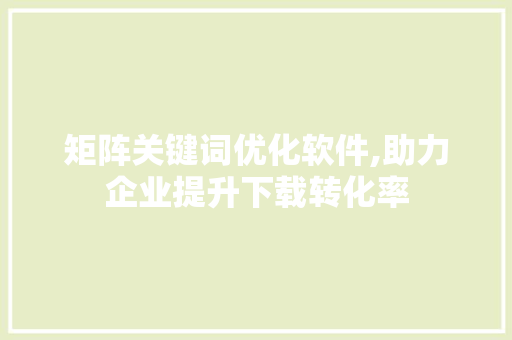 矩阵关键词优化软件,助力企业提升下载转化率