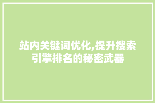 站内关键词优化,提升搜索引擎排名的秘密武器