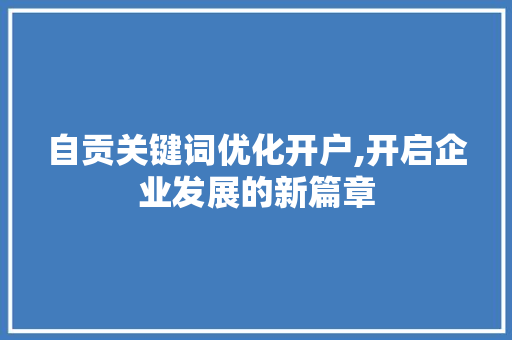 自贡关键词优化开户,开启企业发展的新篇章