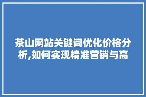 茶山网站关键词优化价格分析,如何实现精准营销与高效转化