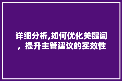 详细分析,如何优化关键词，提升主管建议的实效性