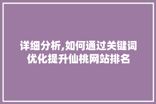 详细分析,如何通过关键词优化提升仙桃网站排名