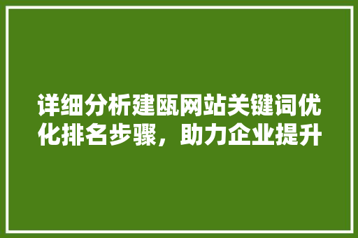 详细分析建瓯网站关键词优化排名步骤，助力企业提升网络竞争力