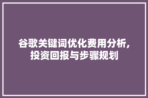 谷歌关键词优化费用分析,投资回报与步骤规划