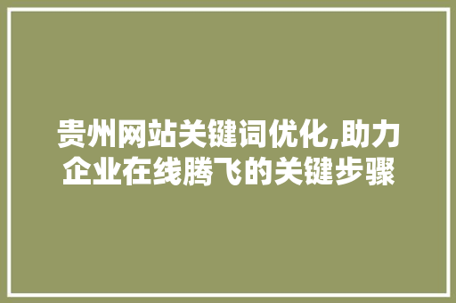 贵州网站关键词优化,助力企业在线腾飞的关键步骤