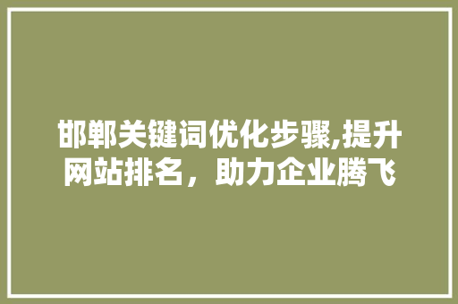 邯郸关键词优化步骤,提升网站排名，助力企业腾飞