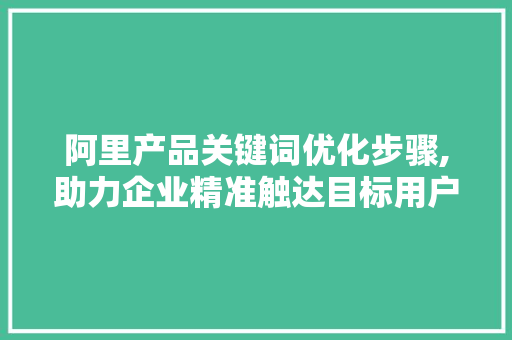 阿里产品关键词优化步骤,助力企业精准触达目标用户