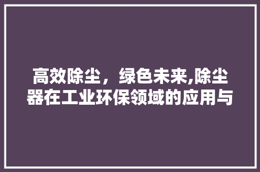 高效除尘，绿色未来,除尘器在工业环保领域的应用与发展