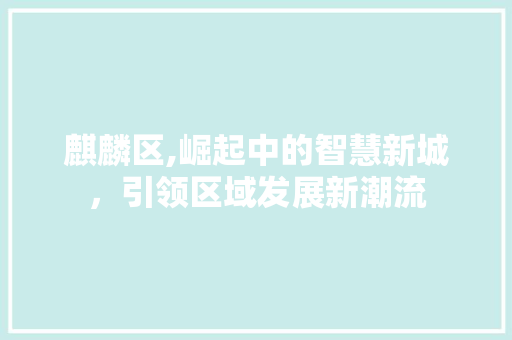 麒麟区,崛起中的智慧新城，引领区域发展新潮流