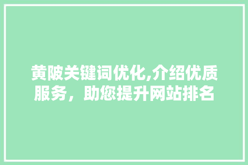 黄陂关键词优化,介绍优质服务，助您提升网站排名