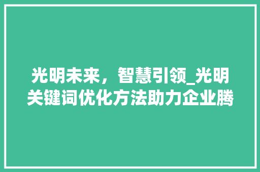 光明未来，智慧引领_光明关键词优化方法助力企业腾飞