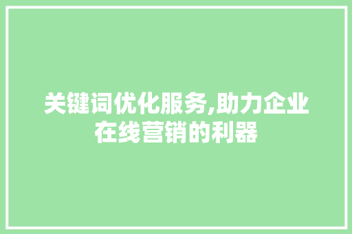 关键词优化服务,助力企业在线营销的利器