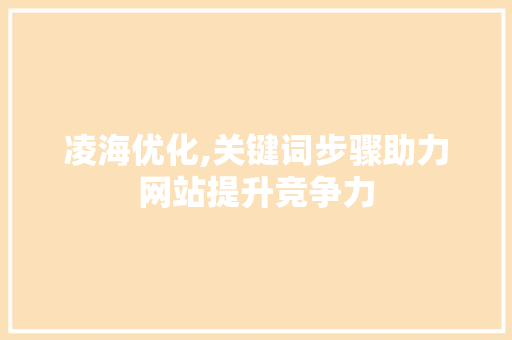 凌海优化,关键词步骤助力网站提升竞争力