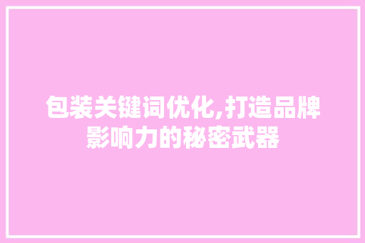 包装关键词优化,打造品牌影响力的秘密武器