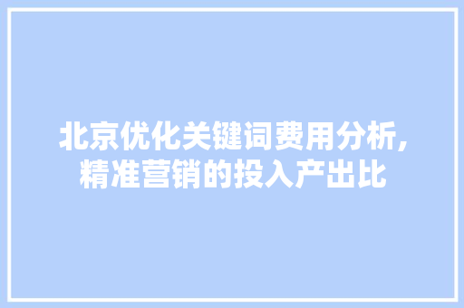 北京优化关键词费用分析,精准营销的投入产出比