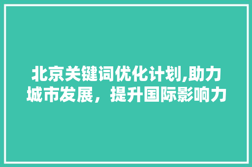 北京关键词优化计划,助力城市发展，提升国际影响力