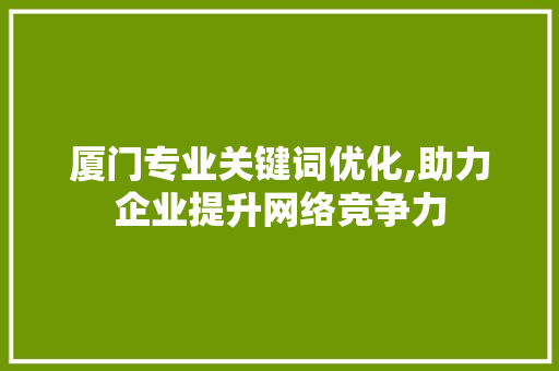 厦门专业关键词优化,助力企业提升网络竞争力
