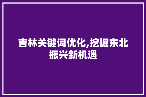 吉林关键词优化,挖掘东北振兴新机遇