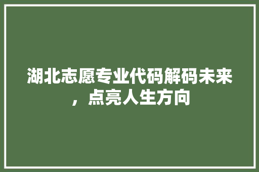 湖北志愿专业代码解码未来，点亮人生方向