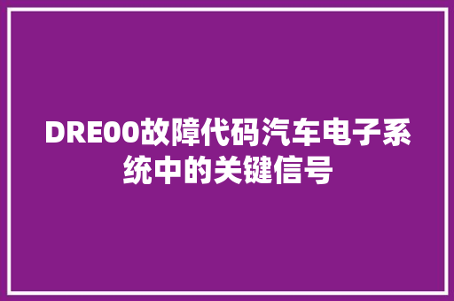 DRE00故障代码汽车电子系统中的关键信号