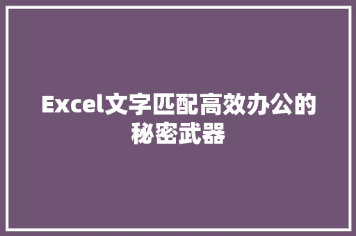 Excel文字匹配高效办公的秘密武器