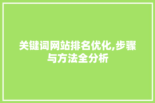 关键词网站排名优化,步骤与方法全分析