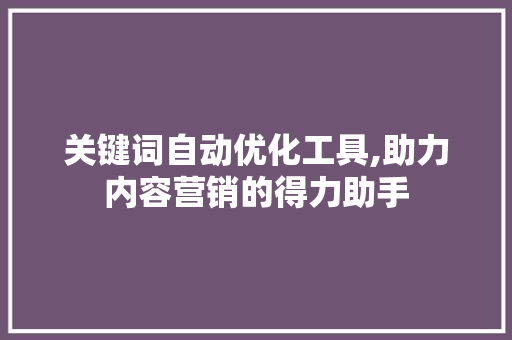 关键词自动优化工具,助力内容营销的得力助手