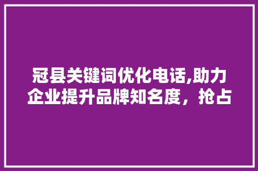 冠县关键词优化电话,助力企业提升品牌知名度，抢占市场先机