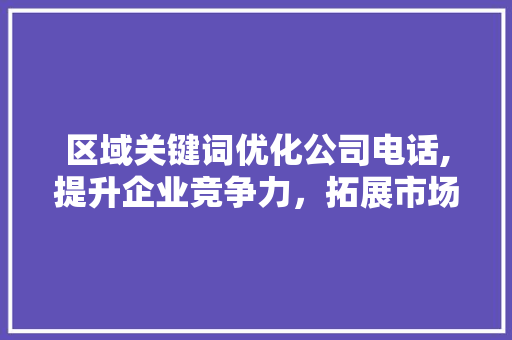区域关键词优化公司电话,提升企业竞争力，拓展市场新机遇