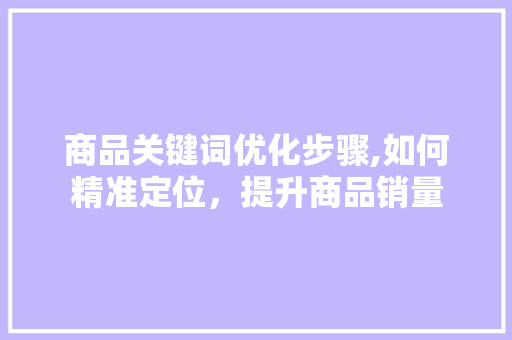 商品关键词优化步骤,如何精准定位，提升商品销量