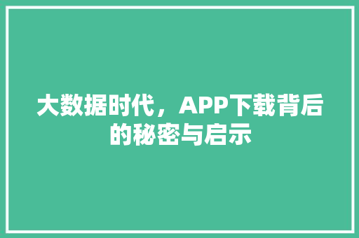 大数据时代，APP下载背后的秘密与启示