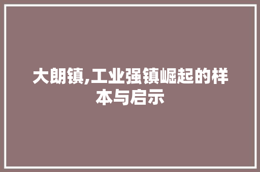 大朗镇,工业强镇崛起的样本与启示