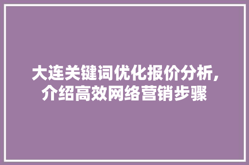 大连关键词优化报价分析,介绍高效网络营销步骤