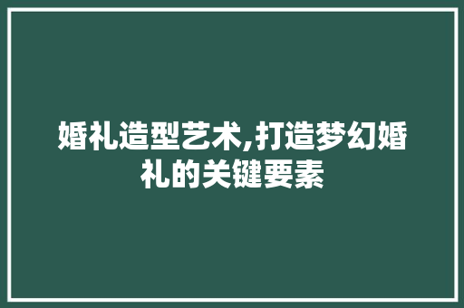 婚礼造型艺术,打造梦幻婚礼的关键要素