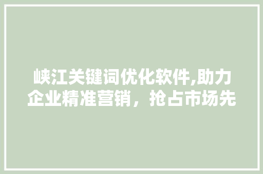 峡江关键词优化软件,助力企业精准营销，抢占市场先机