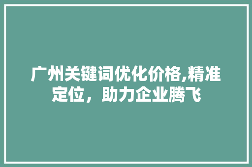 广州关键词优化价格,精准定位，助力企业腾飞