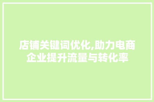店铺关键词优化,助力电商企业提升流量与转化率