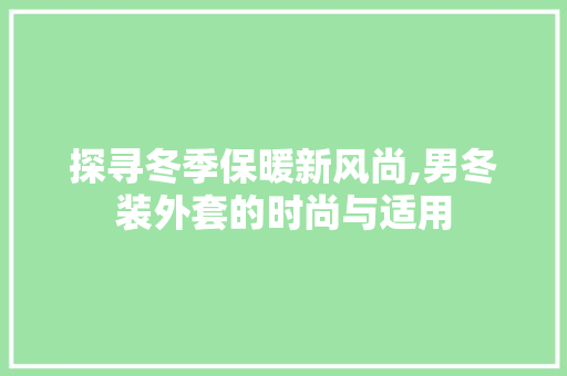 探寻冬季保暖新风尚,男冬装外套的时尚与适用
