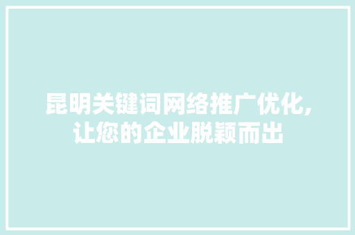 昆明关键词网络推广优化,让您的企业脱颖而出