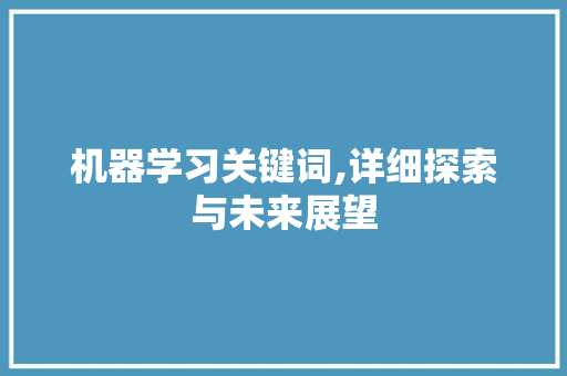 机器学习关键词,详细探索与未来展望
