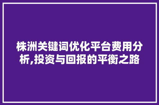 株洲关键词优化平台费用分析,投资与回报的平衡之路